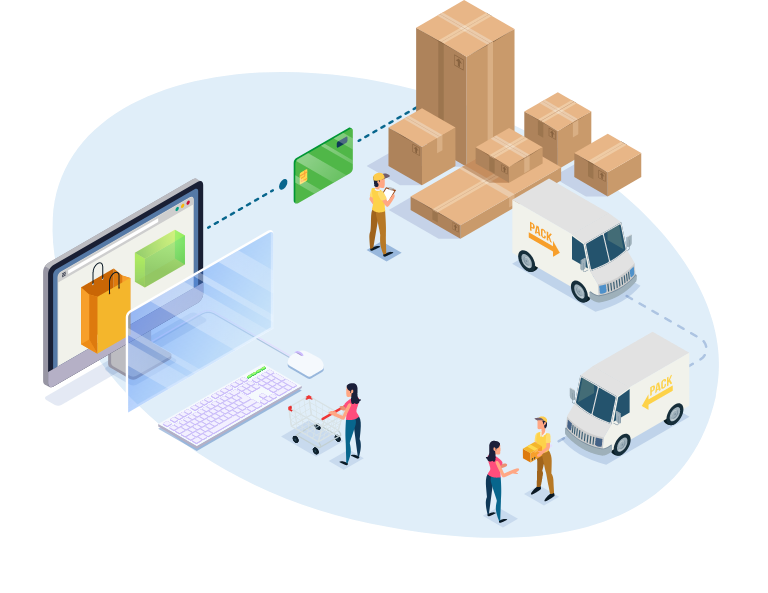 cadeia de produção operação de e-commerce